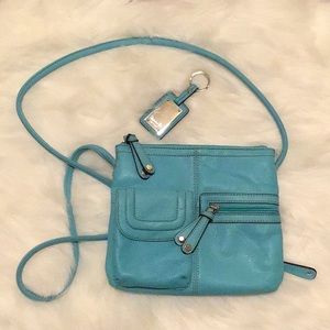 Tignanello Blue Shoulder/Crossbody Purse with Keychain